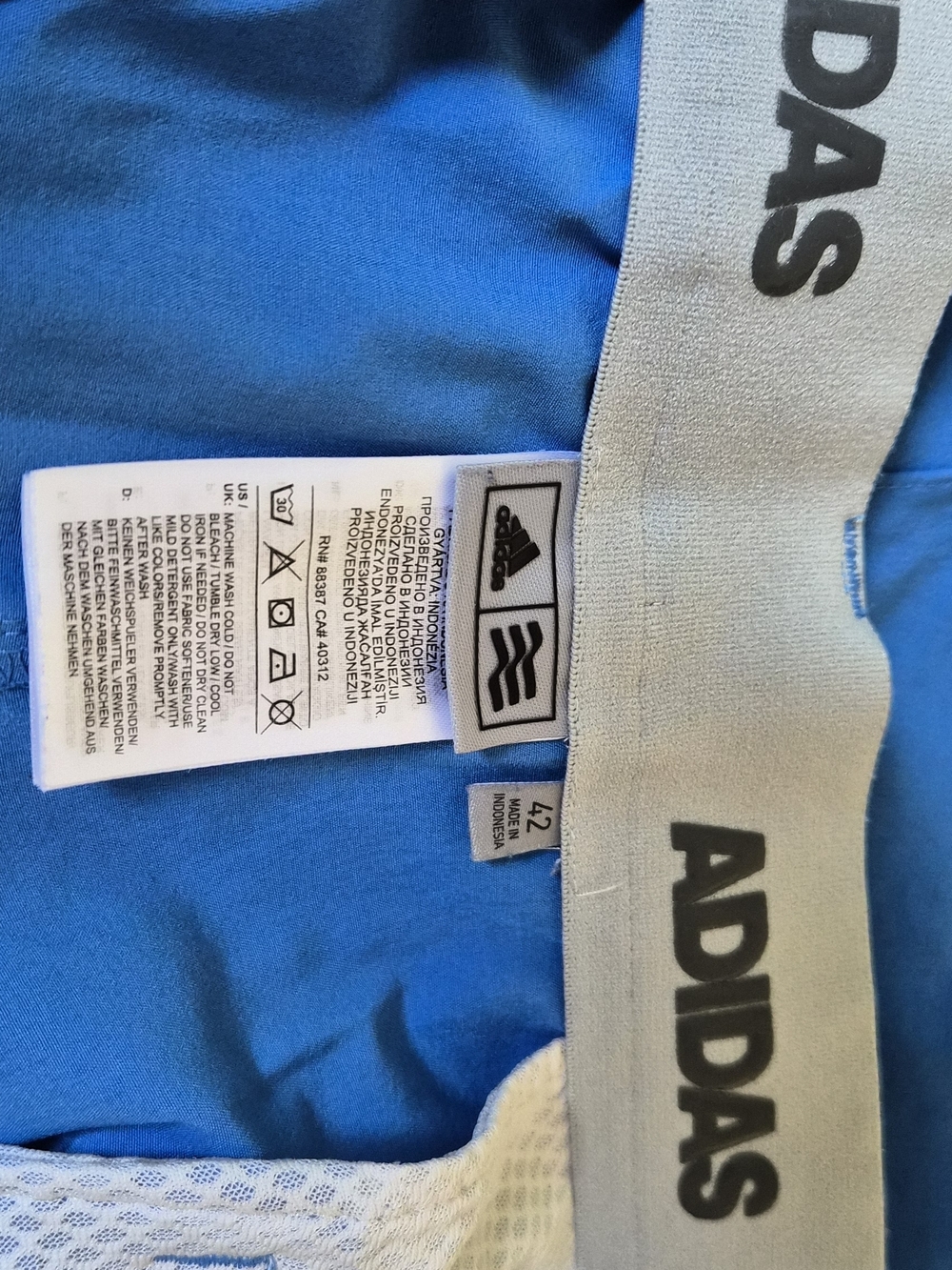Adidas Blue Athletic Shorts with Grey Waistband